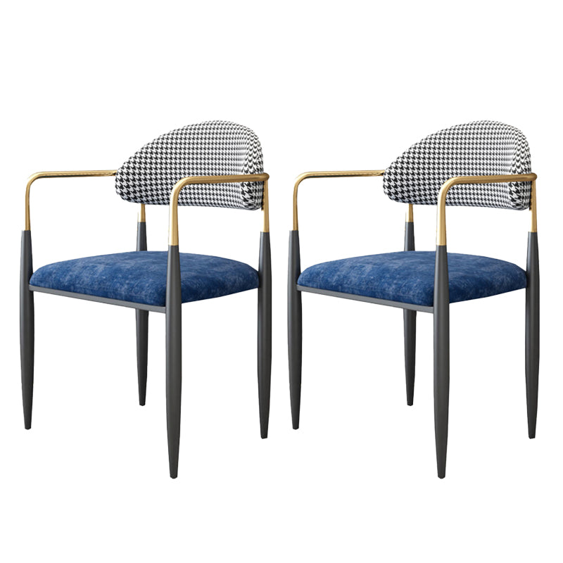 Industrial Dining Room Arm Chairs Open Back Kitchen Side Chair with Upholstered Blue 2 Piece Set Clearhalo 'Dining Chairs' 'Dining Tables & Seating' 'dining_chair' 'furn' 'furn_dining_chair' 'Furniture' 'Kitchen & Dining Furniture' 5166507