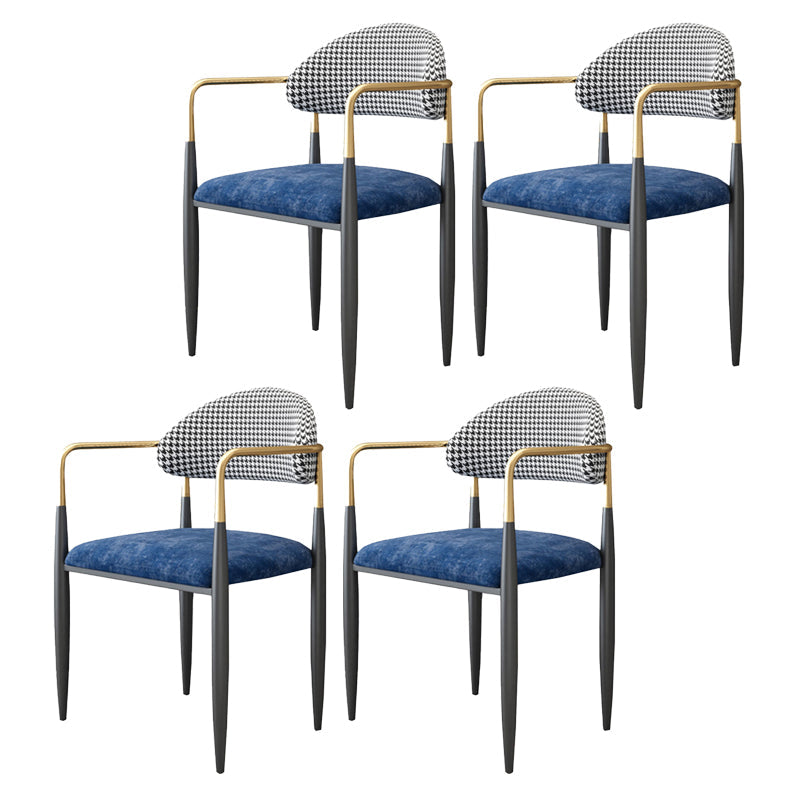 Industrial Dining Room Arm Chairs Open Back Kitchen Side Chair with Upholstered Blue 4 Piece Set Clearhalo 'Dining Chairs' 'Dining Tables & Seating' 'dining_chair' 'furn' 'furn_dining_chair' 'Furniture' 'Kitchen & Dining Furniture' 5166508