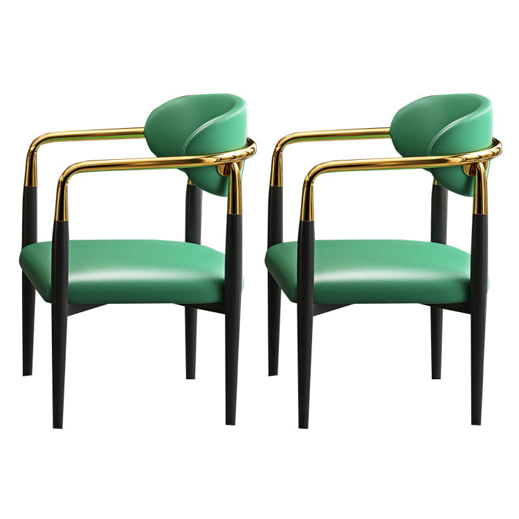 Industrial Dining Room Arm Chairs Open Back Kitchen Side Chair with Upholstered Turquoise 2 Piece Set Clearhalo 'Dining Chairs' 'Dining Tables & Seating' 'dining_chair' 'furn' 'furn_dining_chair' 'Furniture' 'Kitchen & Dining Furniture' 5166510