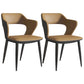 Metallic Finish Contemporary Indoor Side Chair Faux Leather Open Back Dining Arm Chair