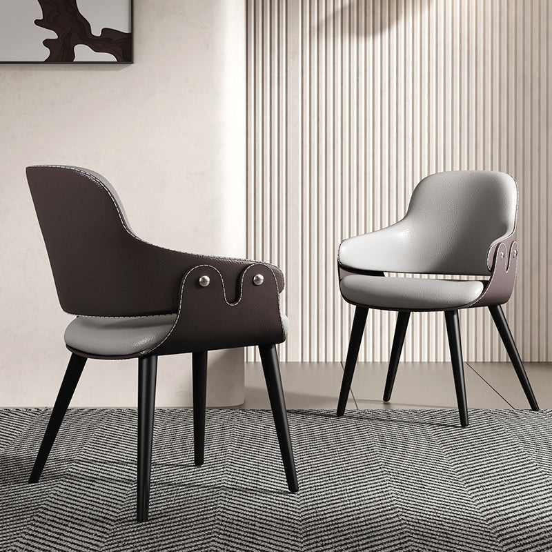 Sedie laterali della sala da pranzo moderna sedia in fico in pelle sedia posteriore aperta per cucina