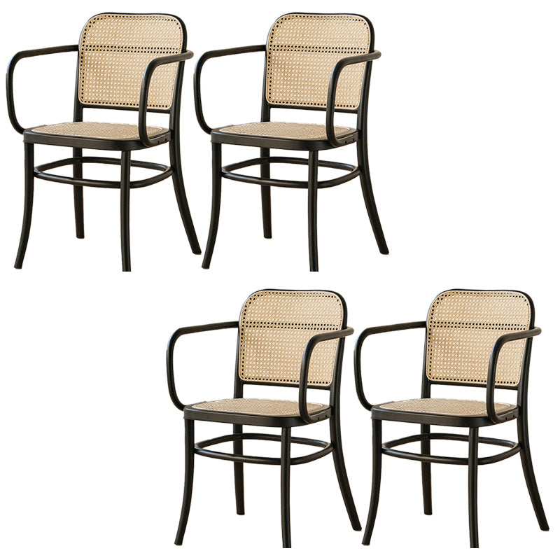 Traditional Style Dining Chair Solid Wood Cane Back Dining Room Chair Matte Black 4 Piece Set Clearhalo 'Dining Chairs' 'Dining Tables & Seating' 'dining_chair' 'furn' 'furn_dining_chair' 'Furniture' 'Kitchen & Dining Furniture' 5166880