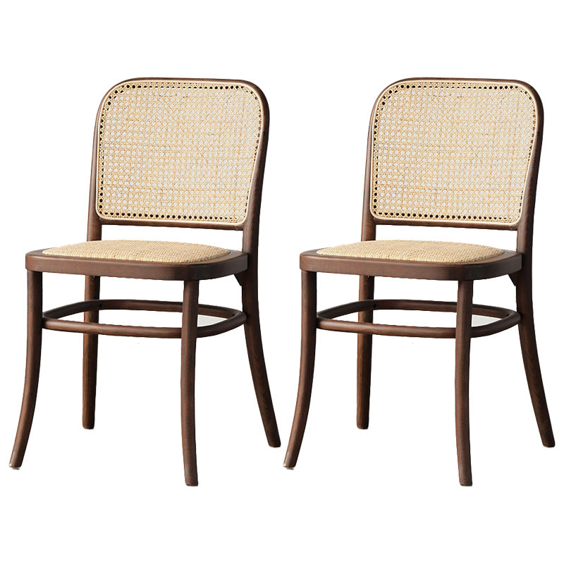 Traditional Style Dining Chair Solid Wood Cane Back Dining Room Chair Brown 2 Piece Set Clearhalo 'Dining Chairs' 'Dining Tables & Seating' 'dining_chair' 'furn' 'furn_dining_chair' 'Furniture' 'Kitchen & Dining Furniture' 5166884
