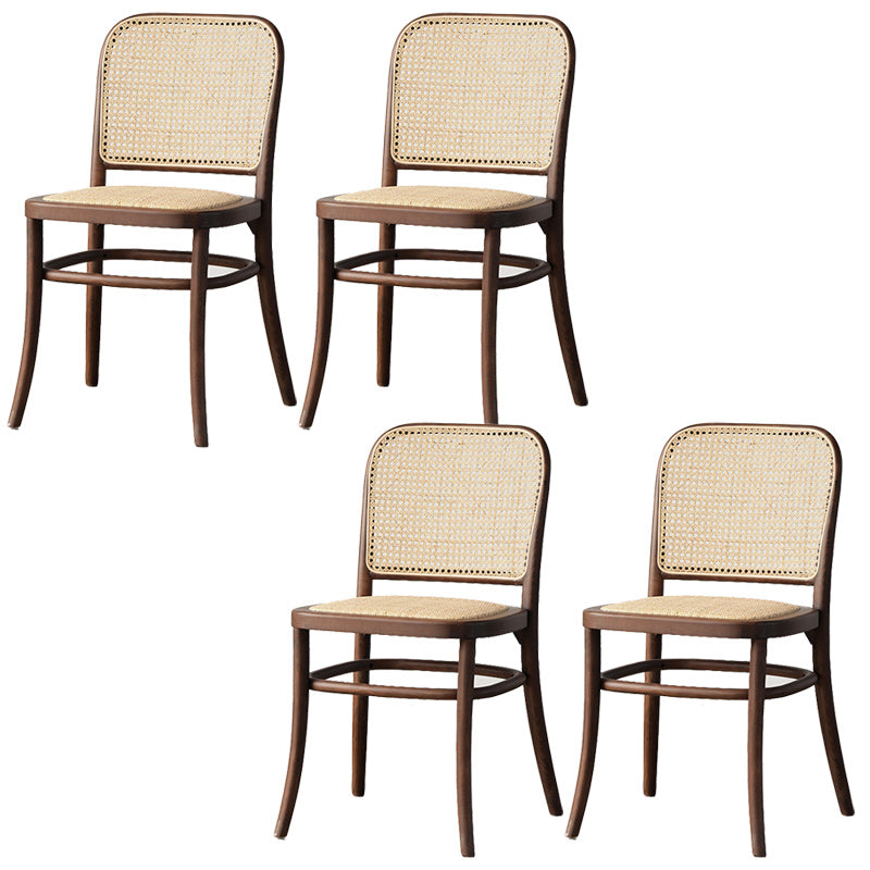 Traditional Style Dining Chair Solid Wood Cane Back Dining Room Chair Brown 4 Piece Set Clearhalo 'Dining Chairs' 'Dining Tables & Seating' 'dining_chair' 'furn' 'furn_dining_chair' 'Furniture' 'Kitchen & Dining Furniture' 5166886