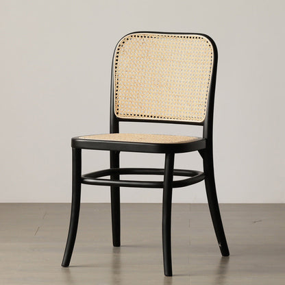 Traditional Style Dining Chair Solid Wood Cane Back Dining Room Chair Gloss Black 1 Piece Clearhalo 'Dining Chairs' 'Dining Tables & Seating' 'dining_chair' 'furn' 'furn_dining_chair' 'Furniture' 'Kitchen & Dining Furniture' 5166892