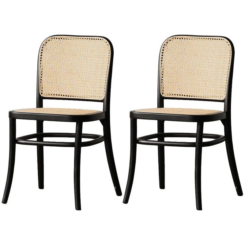 Traditional Style Dining Chair Solid Wood Cane Back Dining Room Chair Gloss Black 2 Piece Set Clearhalo 'Dining Chairs' 'Dining Tables & Seating' 'dining_chair' 'furn' 'furn_dining_chair' 'Furniture' 'Kitchen & Dining Furniture' 5166893