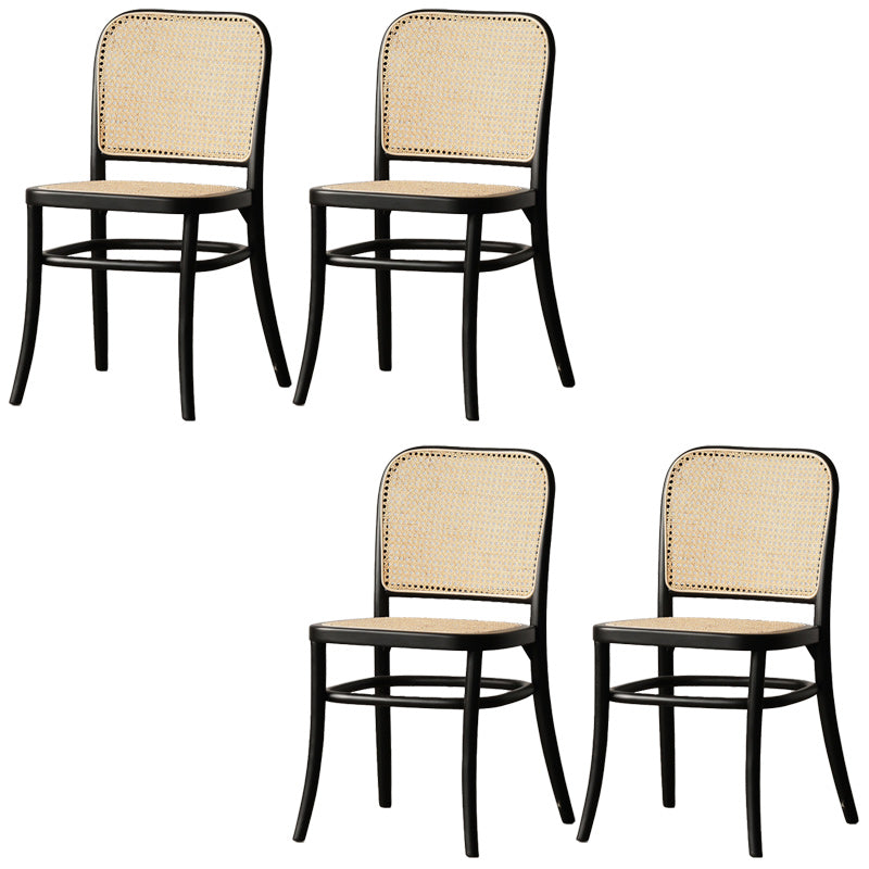 Traditional Style Dining Chair Solid Wood Cane Back Dining Room Chair Gloss Black 4 Piece Set Clearhalo 'Dining Chairs' 'Dining Tables & Seating' 'dining_chair' 'furn' 'furn_dining_chair' 'Furniture' 'Kitchen & Dining Furniture' 5166894