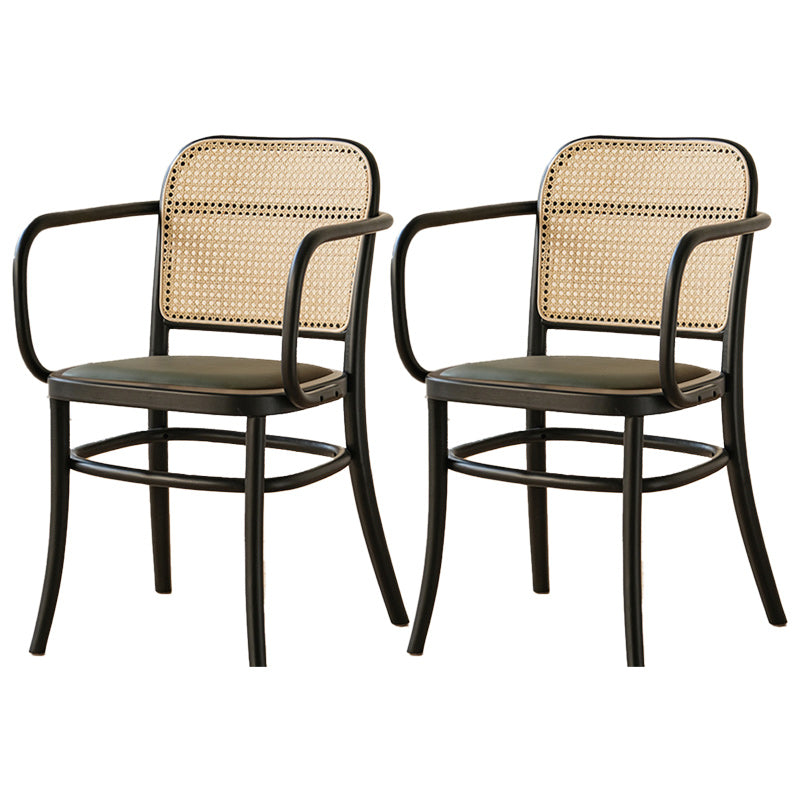 Traditional Style Dining Chair Solid Wood Cane Back Dining Room Chair Textured Black 2 Piece Set Clearhalo 'Dining Chairs' 'Dining Tables & Seating' 'dining_chair' 'furn' 'furn_dining_chair' 'Furniture' 'Kitchen & Dining Furniture' 5166896