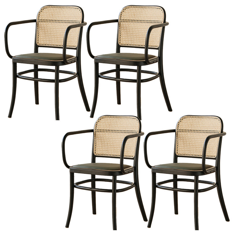 Traditional Style Dining Chair Solid Wood Cane Back Dining Room Chair Textured Black 4 Piece Set Clearhalo 'Dining Chairs' 'Dining Tables & Seating' 'dining_chair' 'furn' 'furn_dining_chair' 'Furniture' 'Kitchen & Dining Furniture' 5166897