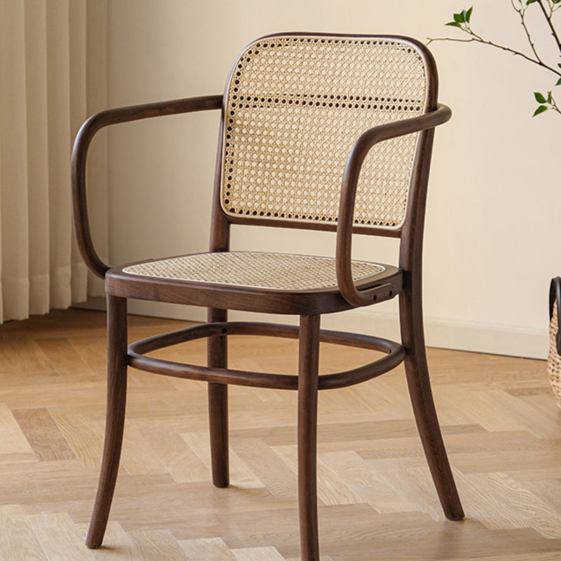 Traditional Style Dining Chair Solid Wood Cane Back Dining Room Chair Coffee 1 Piece Clearhalo 'Dining Chairs' 'Dining Tables & Seating' 'dining_chair' 'furn' 'furn_dining_chair' 'Furniture' 'Kitchen & Dining Furniture' 5166904