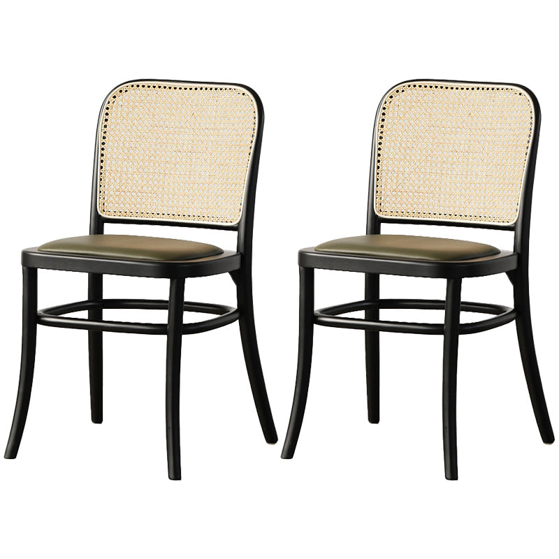 Traditional Style Dining Chair Solid Wood Cane Back Dining Room Chair Green-Black 2 Piece Set Clearhalo 'Dining Chairs' 'Dining Tables & Seating' 'dining_chair' 'furn' 'furn_dining_chair' 'Furniture' 'Kitchen & Dining Furniture' 5166908