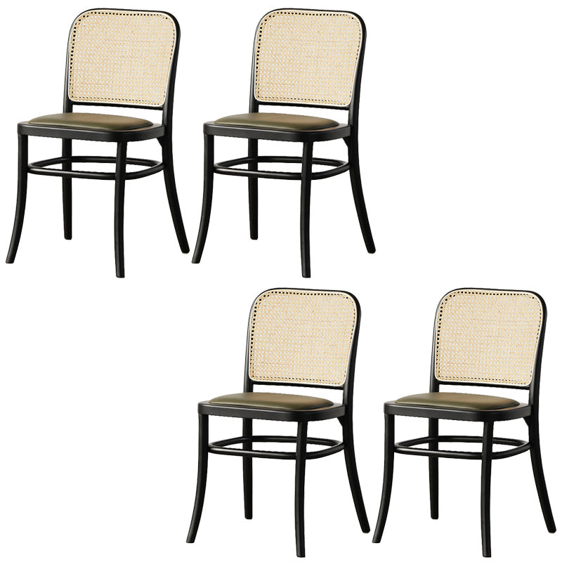 Traditional Style Dining Chair Solid Wood Cane Back Dining Room Chair Green-Black 4 Piece Set Clearhalo 'Dining Chairs' 'Dining Tables & Seating' 'dining_chair' 'furn' 'furn_dining_chair' 'Furniture' 'Kitchen & Dining Furniture' 5166909