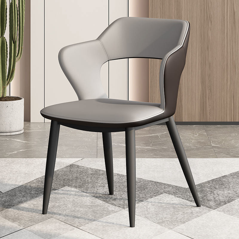 Metal Modern Indoor Side Chair with Arms Matte Finish Open Back Dining Chair Grey 1 Piece Clearhalo 'Dining Chairs' 'Dining Tables & Seating' 'dining_chair' 'furn' 'furn_dining_chair' 'Furniture' 'Kitchen & Dining Furniture' 5170416