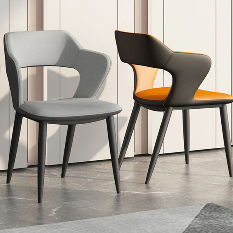 Metal Modern Indoor Side Chair with Arms Matte Finish Open Back Dining Chair Clearhalo 'Dining Chairs' 'Dining Tables & Seating' 'dining_chair' 'furn' 'furn_dining_chair' 'Furniture' 'Kitchen & Dining Furniture' 5170417
