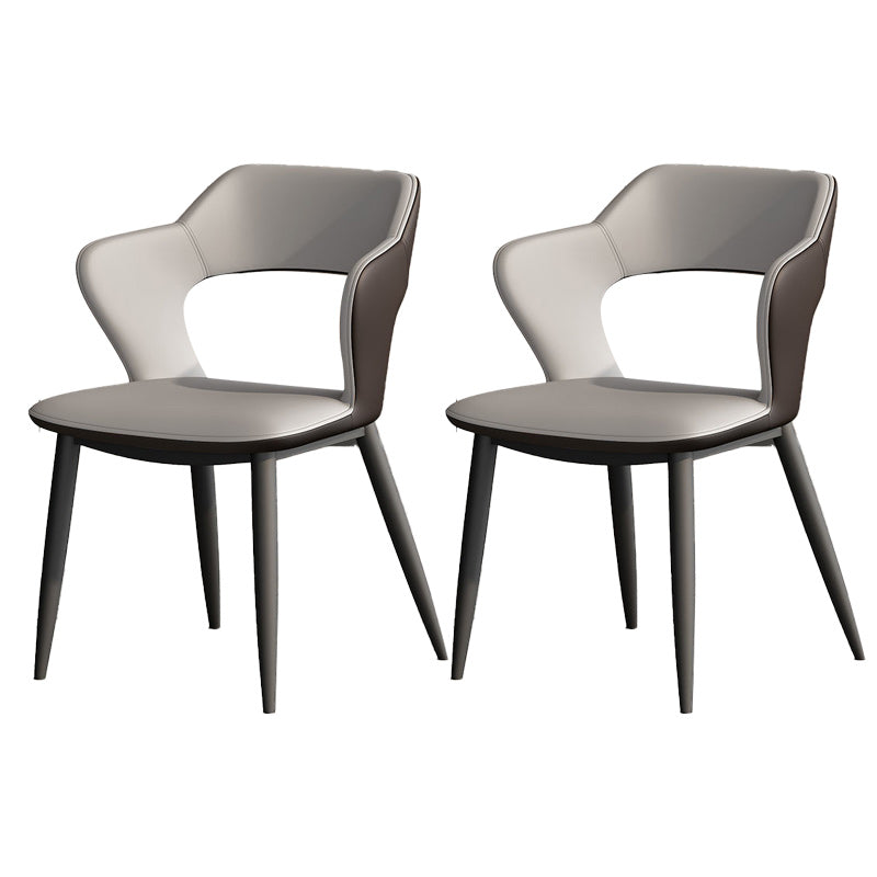 Metal Modern Indoor Side Chair with Arms Matte Finish Open Back Dining Chair Grey 2 Piece Set Clearhalo 'Dining Chairs' 'Dining Tables & Seating' 'dining_chair' 'furn' 'furn_dining_chair' 'Furniture' 'Kitchen & Dining Furniture' 5170418