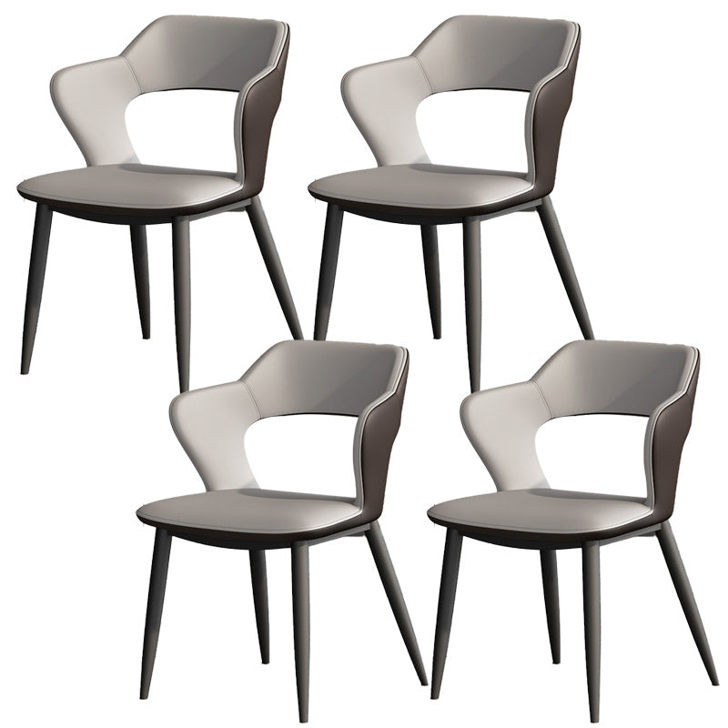Metal Modern Indoor Side Chair with Arms Matte Finish Open Back Dining Chair Grey 4 Piece Set Clearhalo 'Dining Chairs' 'Dining Tables & Seating' 'dining_chair' 'furn' 'furn_dining_chair' 'Furniture' 'Kitchen & Dining Furniture' 5170419