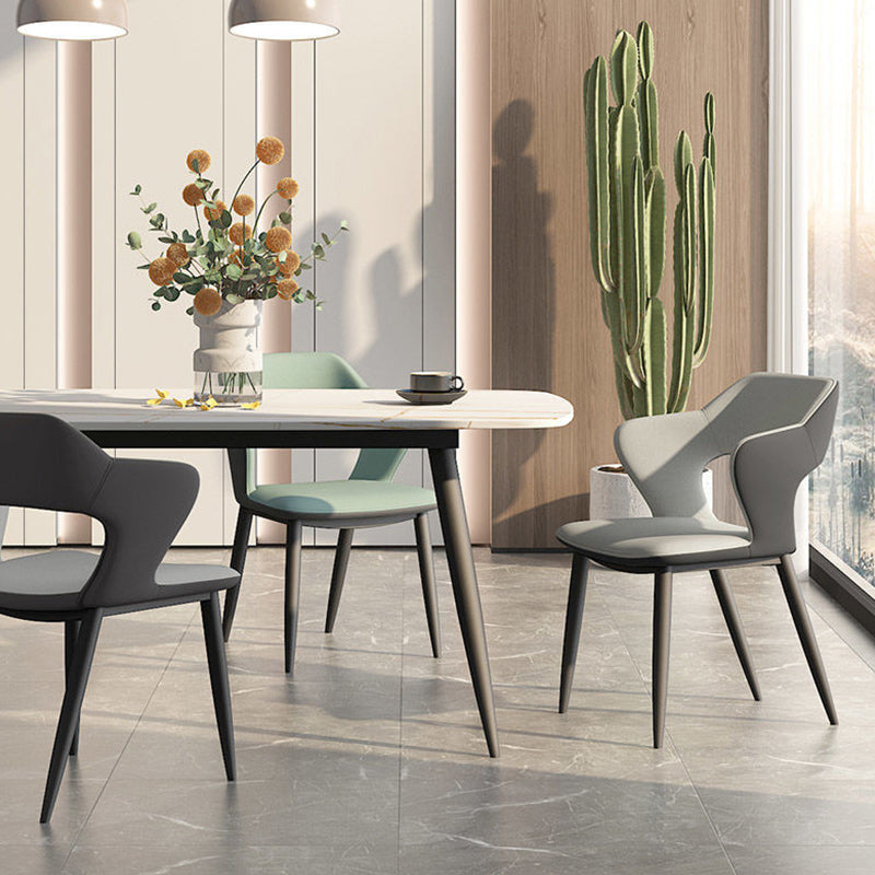 Metal Modern Indoor Side Chair with Arms Matte Finish Open Back Dining Chair Clearhalo 'Dining Chairs' 'Dining Tables & Seating' 'dining_chair' 'furn' 'furn_dining_chair' 'Furniture' 'Kitchen & Dining Furniture' 5170421