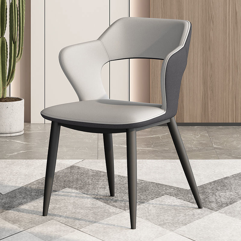 Metal Modern Indoor Side Chair with Arms Matte Finish Open Back Dining Chair Light Gray 1 Piece Clearhalo 'Dining Chairs' 'Dining Tables & Seating' 'dining_chair' 'furn' 'furn_dining_chair' 'Furniture' 'Kitchen & Dining Furniture' 5170422