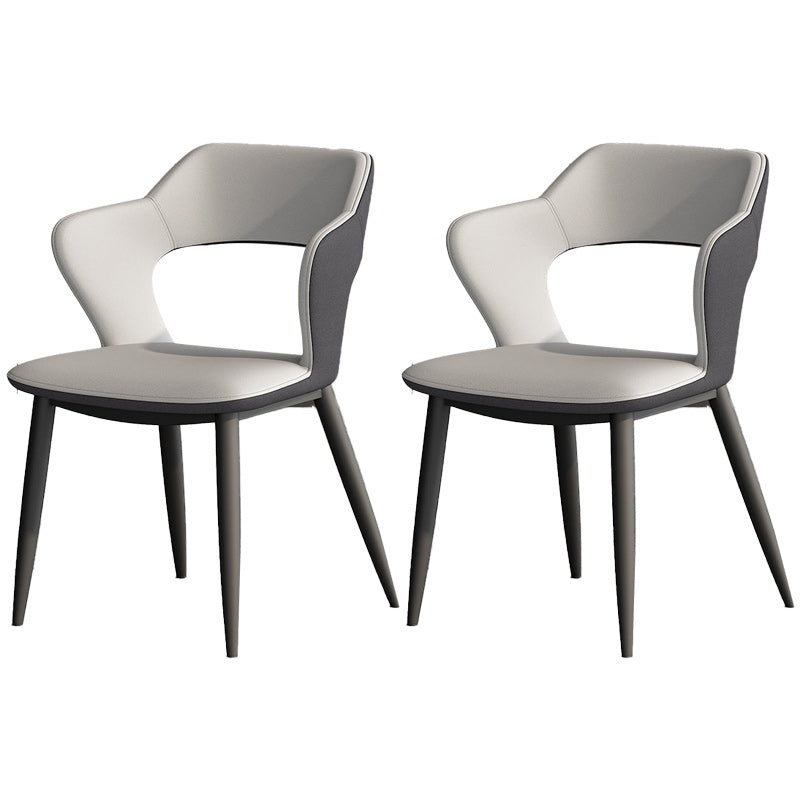 Metal Modern Indoor Side Chair with Arms Matte Finish Open Back Dining Chair Light Gray 2 Piece Set Clearhalo 'Dining Chairs' 'Dining Tables & Seating' 'dining_chair' 'furn' 'furn_dining_chair' 'Furniture' 'Kitchen & Dining Furniture' 5170423