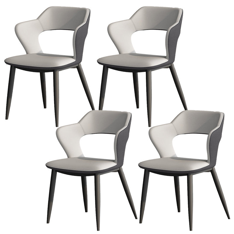 Metal Modern Indoor Side Chair with Arms Matte Finish Open Back Dining Chair Light Gray 4 Piece Set Clearhalo 'Dining Chairs' 'Dining Tables & Seating' 'dining_chair' 'furn' 'furn_dining_chair' 'Furniture' 'Kitchen & Dining Furniture' 5170425