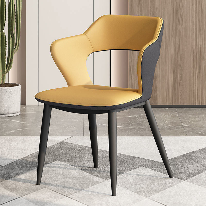 Metal Modern Indoor Side Chair with Arms Matte Finish Open Back Dining Chair Yellow 1 Piece Clearhalo 'Dining Chairs' 'Dining Tables & Seating' 'dining_chair' 'furn' 'furn_dining_chair' 'Furniture' 'Kitchen & Dining Furniture' 5170428