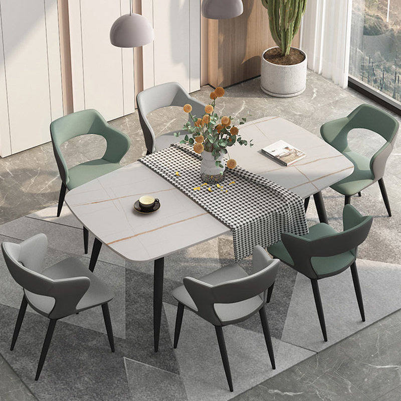 Metal Modern Indoor Side Chair with Arms Matte Finish Open Back Dining Chair Clearhalo 'Dining Chairs' 'Dining Tables & Seating' 'dining_chair' 'furn' 'furn_dining_chair' 'Furniture' 'Kitchen & Dining Furniture' 5170434