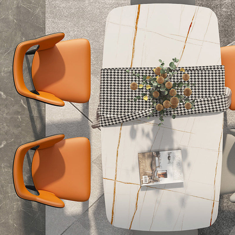 Metal Modern Indoor Side Chair with Arms Matte Finish Open Back Dining Chair Clearhalo 'Dining Chairs' 'Dining Tables & Seating' 'dining_chair' 'furn' 'furn_dining_chair' 'Furniture' 'Kitchen & Dining Furniture' 5170438