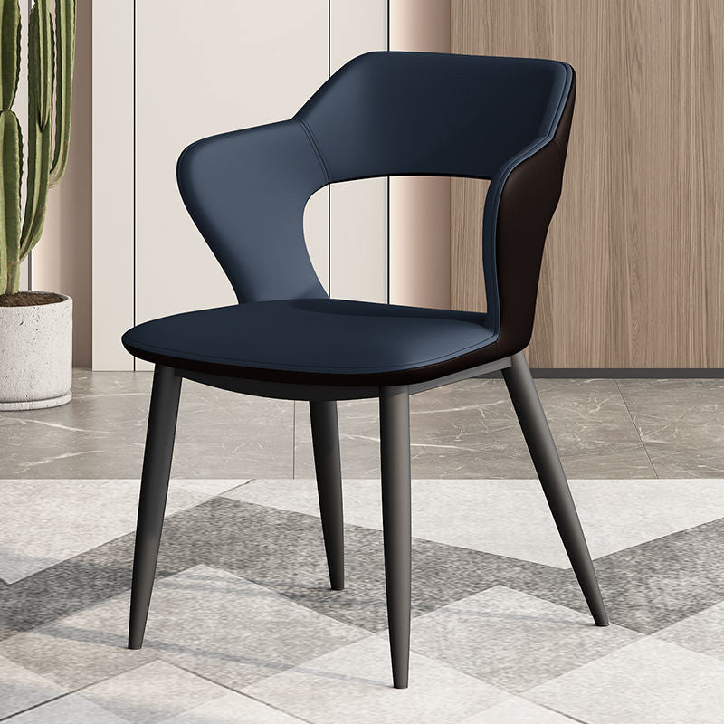 Metal Modern Indoor Side Chair with Arms Matte Finish Open Back Dining Chair Blue 1 Piece Clearhalo 'Dining Chairs' 'Dining Tables & Seating' 'dining_chair' 'furn' 'furn_dining_chair' 'Furniture' 'Kitchen & Dining Furniture' 5170439