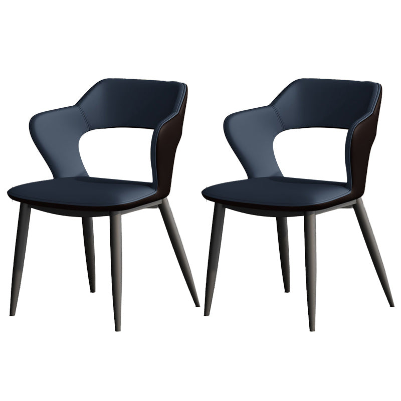 Metal Modern Indoor Side Chair with Arms Matte Finish Open Back Dining Chair Blue 2 Piece Set Clearhalo 'Dining Chairs' 'Dining Tables & Seating' 'dining_chair' 'furn' 'furn_dining_chair' 'Furniture' 'Kitchen & Dining Furniture' 5170440
