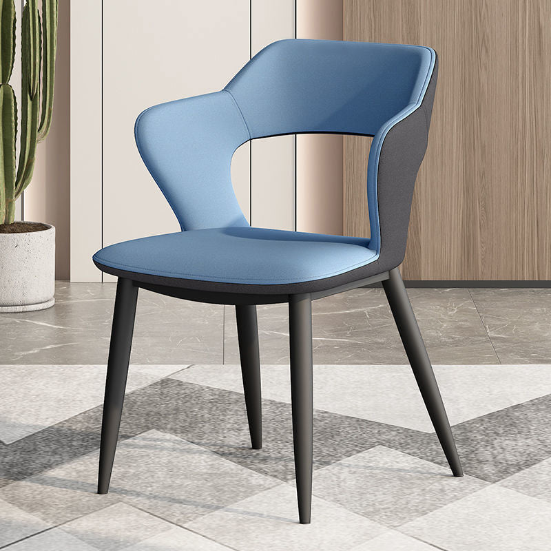 Metal Modern Indoor Side Chair with Arms Matte Finish Open Back Dining Chair Light Blue 1 Piece Clearhalo 'Dining Chairs' 'Dining Tables & Seating' 'dining_chair' 'furn' 'furn_dining_chair' 'Furniture' 'Kitchen & Dining Furniture' 5170442