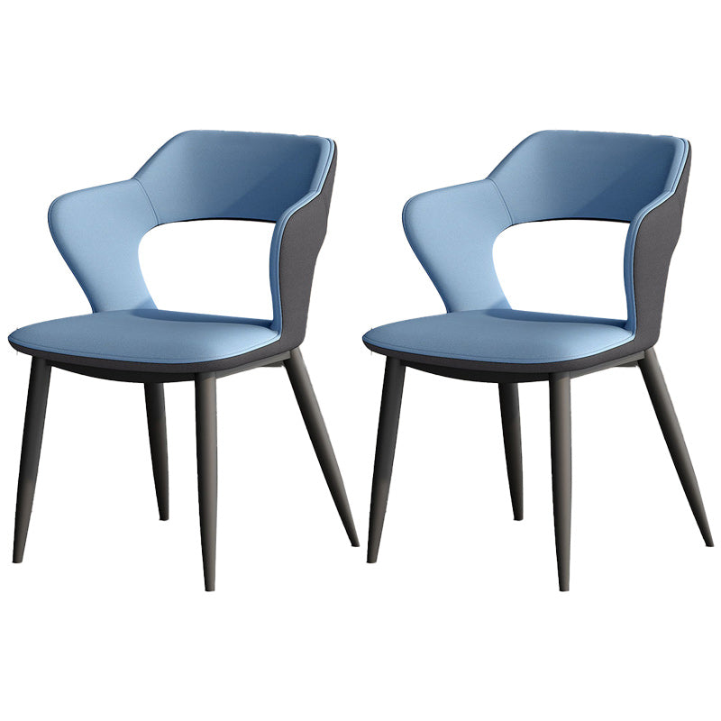 Metal Modern Indoor Side Chair with Arms Matte Finish Open Back Dining Chair Light Blue 2 Piece Set Clearhalo 'Dining Chairs' 'Dining Tables & Seating' 'dining_chair' 'furn' 'furn_dining_chair' 'Furniture' 'Kitchen & Dining Furniture' 5170443