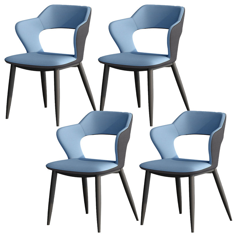 Metal Modern Indoor Side Chair with Arms Matte Finish Open Back Dining Chair Light Blue 4 Piece Set Clearhalo 'Dining Chairs' 'Dining Tables & Seating' 'dining_chair' 'furn' 'furn_dining_chair' 'Furniture' 'Kitchen & Dining Furniture' 5170444