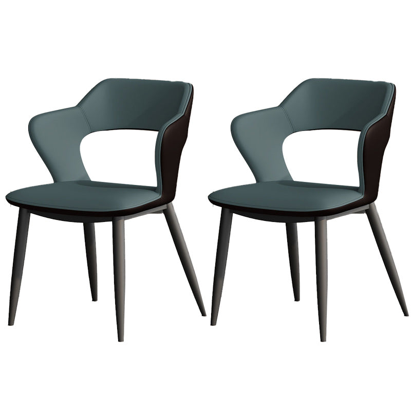 Metal Modern Indoor Side Chair with Arms Matte Finish Open Back Dining Chair Green 2 Piece Set Clearhalo 'Dining Chairs' 'Dining Tables & Seating' 'dining_chair' 'furn' 'furn_dining_chair' 'Furniture' 'Kitchen & Dining Furniture' 5170446