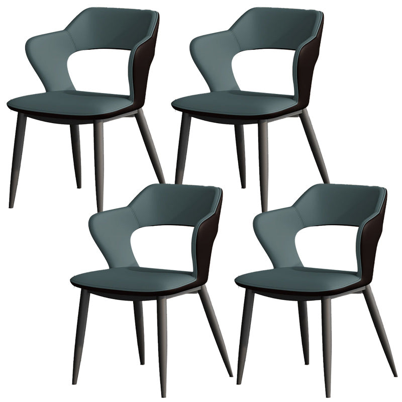 Metal Modern Indoor Side Chair with Arms Matte Finish Open Back Dining Chair Green 4 Piece Set Clearhalo 'Dining Chairs' 'Dining Tables & Seating' 'dining_chair' 'furn' 'furn_dining_chair' 'Furniture' 'Kitchen & Dining Furniture' 5170447