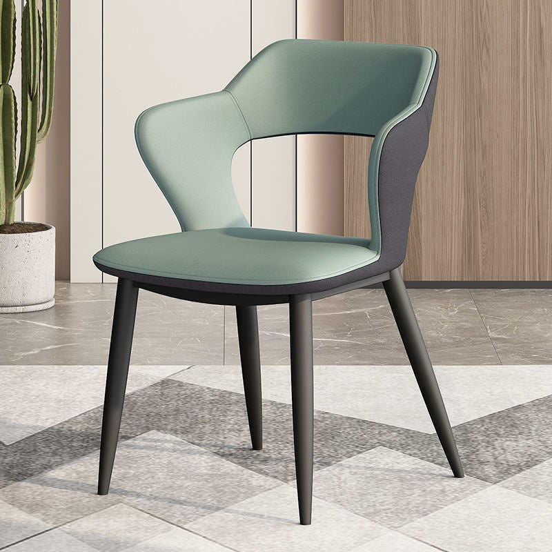 Metal Modern Indoor Side Chair with Arms Matte Finish Open Back Dining Chair Light Green 1 Piece Clearhalo 'Dining Chairs' 'Dining Tables & Seating' 'dining_chair' 'furn' 'furn_dining_chair' 'Furniture' 'Kitchen & Dining Furniture' 5170448