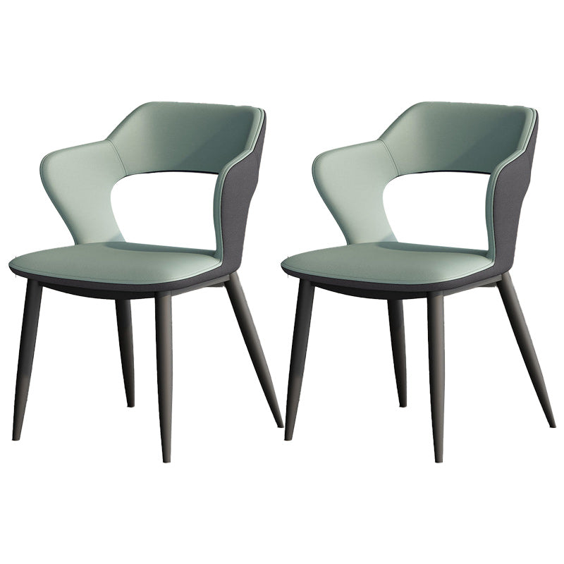 Metal Modern Indoor Side Chair with Arms Matte Finish Open Back Dining Chair Light Green 2 Piece Set Clearhalo 'Dining Chairs' 'Dining Tables & Seating' 'dining_chair' 'furn' 'furn_dining_chair' 'Furniture' 'Kitchen & Dining Furniture' 5170449