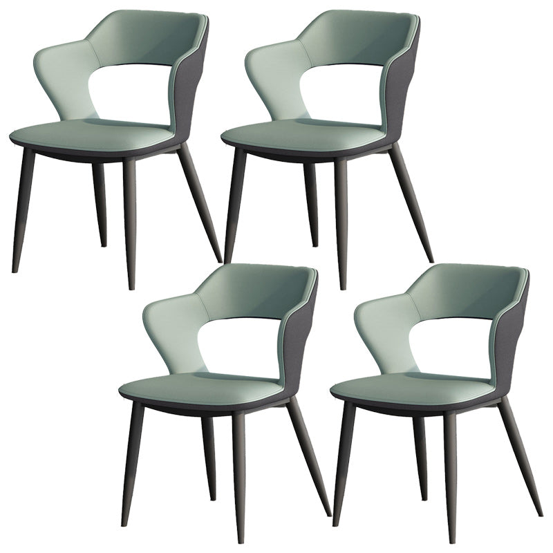 Metal Modern Indoor Side Chair with Arms Matte Finish Open Back Dining Chair Light Green 4 Piece Set Clearhalo 'Dining Chairs' 'Dining Tables & Seating' 'dining_chair' 'furn' 'furn_dining_chair' 'Furniture' 'Kitchen & Dining Furniture' 5170450
