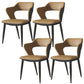 Metal Modern Indoor Side Chair with Arms Matte Finish Open Back Dining Chair Coffee 4 Piece Set Clearhalo 'Dining Chairs' 'Dining Tables & Seating' 'dining_chair' 'furn' 'furn_dining_chair' 'Furniture' 'Kitchen & Dining Furniture' 5170453