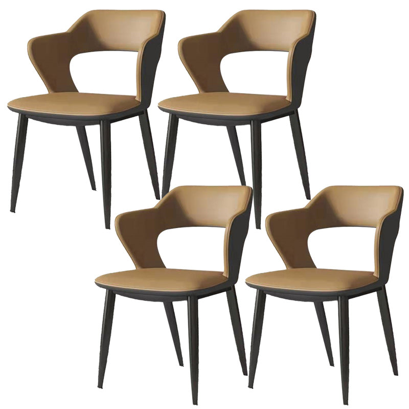 Metal Modern Indoor Side Chair with Arms Matte Finish Open Back Dining Chair Coffee 4 Piece Set Clearhalo 'Dining Chairs' 'Dining Tables & Seating' 'dining_chair' 'furn' 'furn_dining_chair' 'Furniture' 'Kitchen & Dining Furniture' 5170453