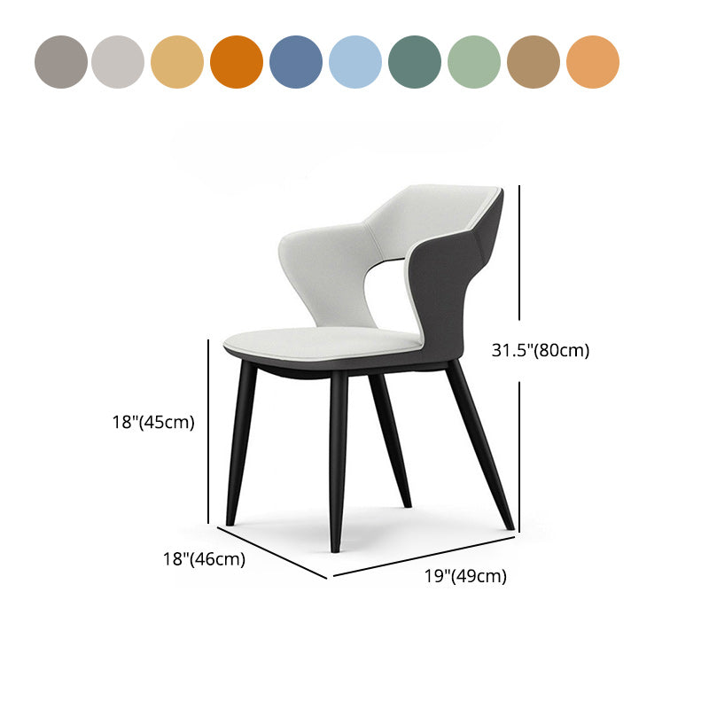 Metal Modern Indoor Side Chair with Arms Matte Finish Open Back Dining Chair Clearhalo 'Dining Chairs' 'Dining Tables & Seating' 'dining_chair' 'furn' 'furn_dining_chair' 'Furniture' 'Kitchen & Dining Furniture' 5170457