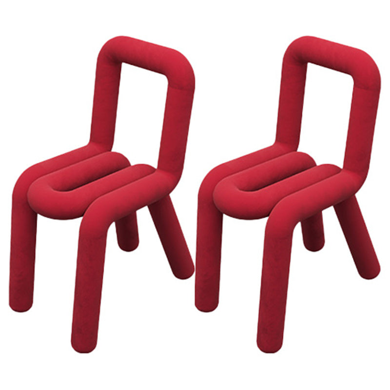 Contemporary Style Side Chair Open Back Dining Chair for Indoor Red 2 Piece Set Clearhalo 'Dining Chairs' 'Dining Tables & Seating' 'dining_chair' 'furn' 'furn_dining_chair' 'Furniture' 'Kitchen & Dining Furniture' 5170485