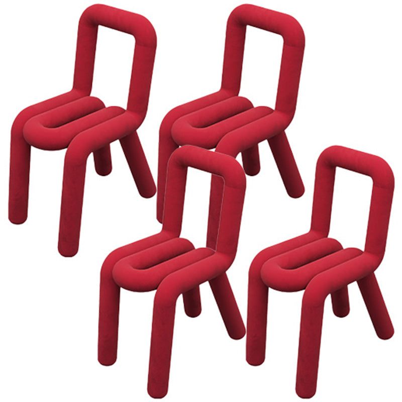 Contemporary Style Side Chair Open Back Dining Chair for Indoor Red 4 Piece Set Clearhalo 'Dining Chairs' 'Dining Tables & Seating' 'dining_chair' 'furn' 'furn_dining_chair' 'Furniture' 'Kitchen & Dining Furniture' 5170486