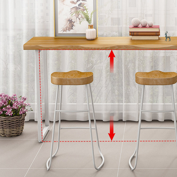 Rectangle de table de bar à bois massif rectangle Ensemble de comptoir 1/4 pièces avec tabourets sans dos