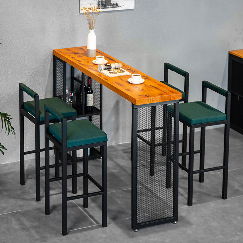 Ensemble de table de barre rectangulaire industriel 1/3/5 pièces Table de comptoir en bois avec tabourets sans bras