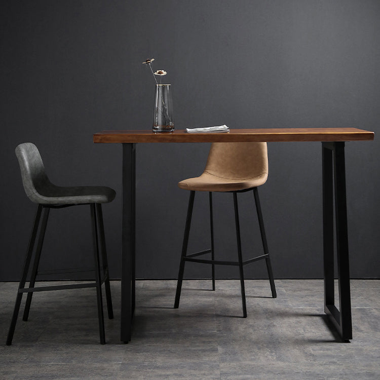 1/2/3 pièces Industrial Iron-Bar Table Table Recangangle Bistro Set with Pine Wood Top