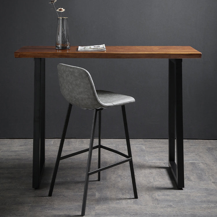 1/2/3 pièces Industrial Iron-Bar Table Table Recangangle Bistro Set with Pine Wood Top