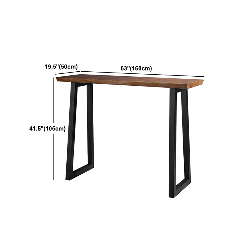 1/2/3 pièces Industrial Iron-Bar Table Table Recangangle Bistro Set with Pine Wood Top