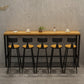 1/6/11 Pièces Industrial Iron Bar Table Table Recangle Pine Wood Bistro Ensemble avec repose-pieds