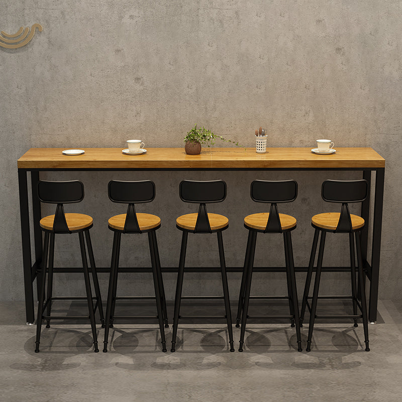 1/6/11 Pièces Industrial Iron Bar Table Table Recangle Pine Wood Bistro Ensemble avec repose-pieds