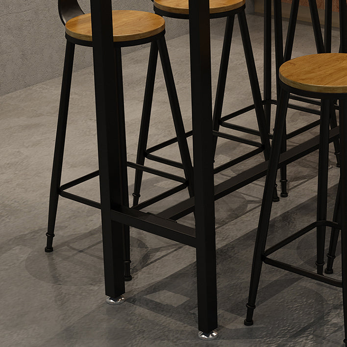 1/6/11 Pièces Industrial Iron Bar Table Table Recangle Pine Wood Bistro Ensemble avec repose-pieds
